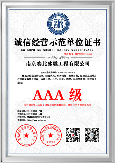 诚信经营示范单位证书